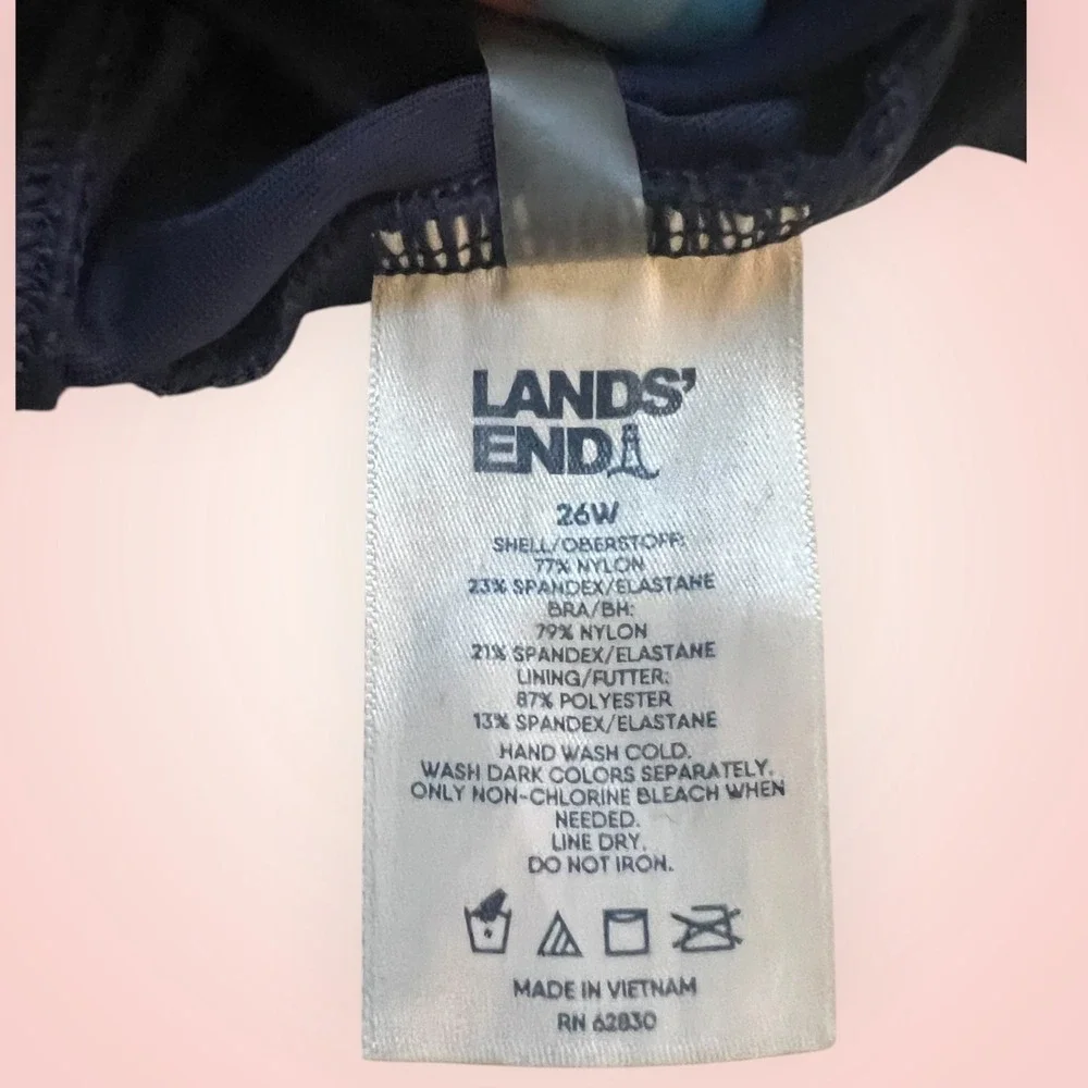 Lands' End‎ 26W Navy High Waisted Bikini Set Plus Size Swimwear
